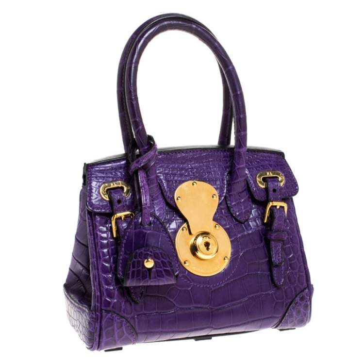 Pre Owned Ralph Lauren Purple Alligator Mini Ricky Tote