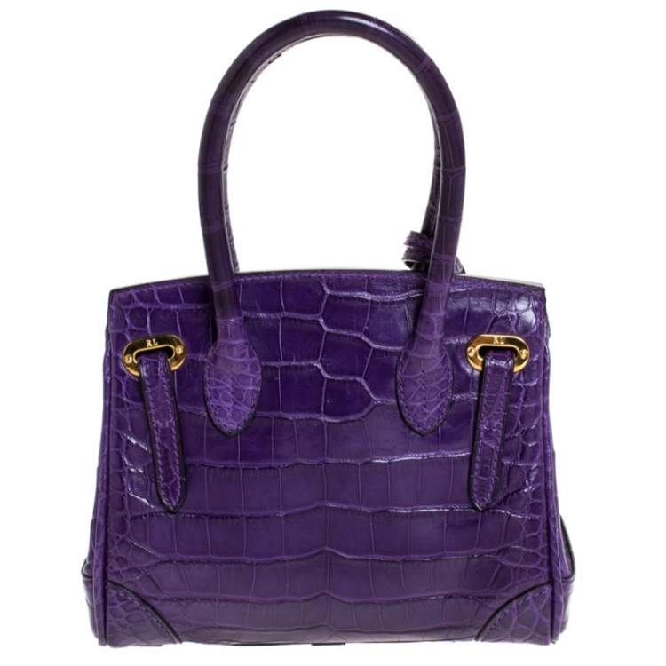 Pre Owned Ralph Lauren Purple Alligator Mini Ricky Tote