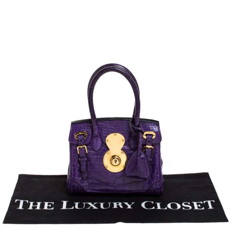 Pre Owned Ralph Lauren Purple Alligator Mini Ricky Tote
