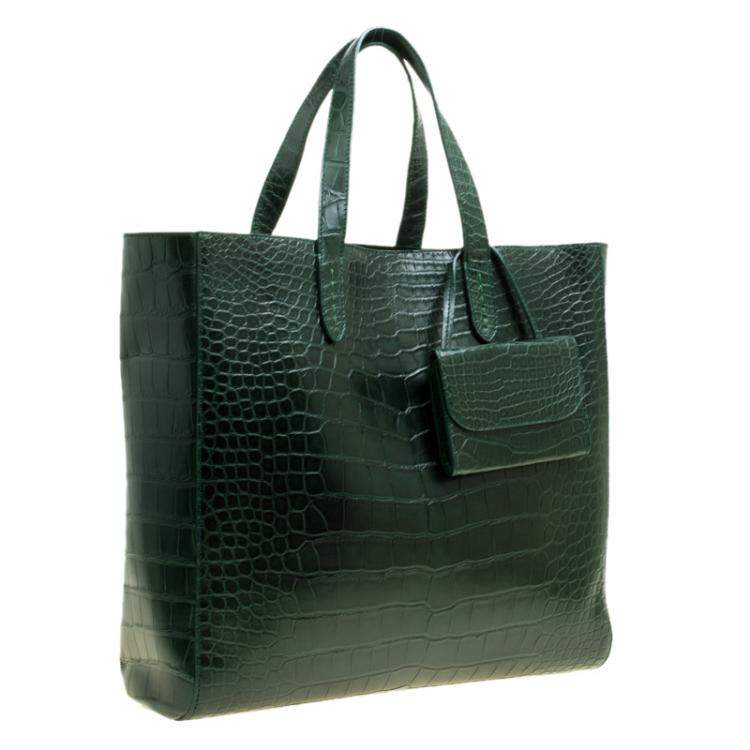 Pre Owned Ralph Lauren Green Alligator Easy Shopper Tote