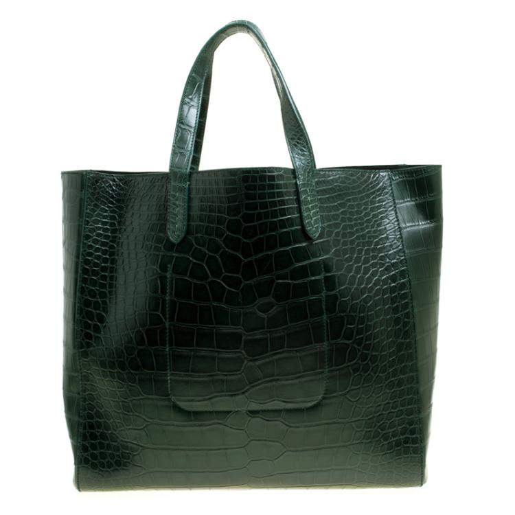 Pre Owned Ralph Lauren Green Alligator Easy Shopper Tote