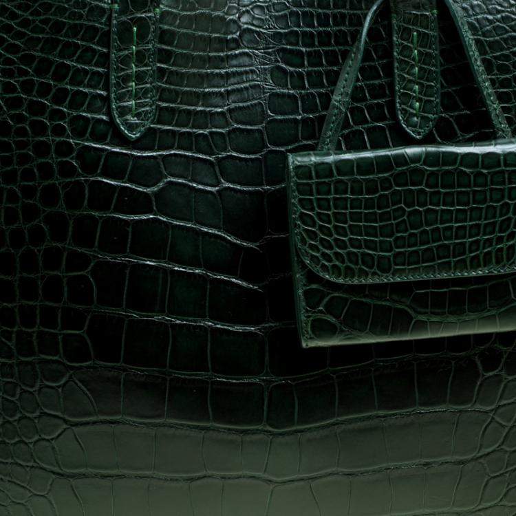 Pre Owned Ralph Lauren Green Alligator Easy Shopper Tote