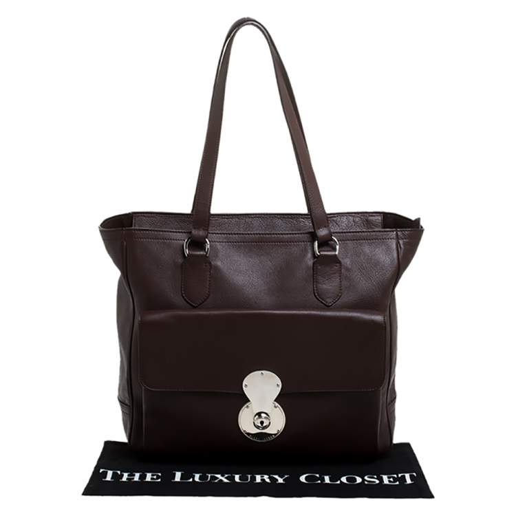 Pre Owned Ralph Lauren Brown Leather Shopper Tote
