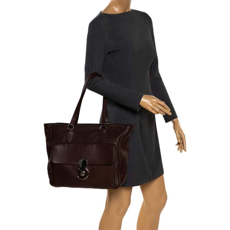 Pre Owned Ralph Lauren Brown Leather Shopper Tote
