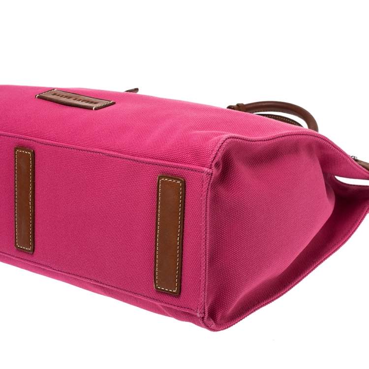 مملوكة مسبقًا Ralph Lauren Hot Pink Canvas and Leather Tassel Tote