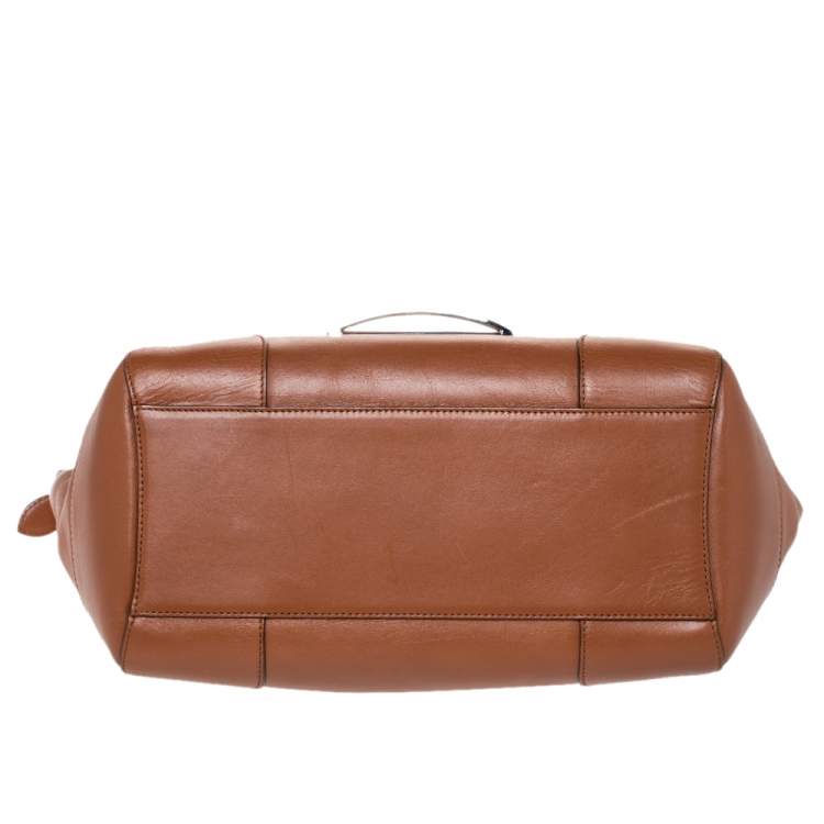 Pre Owned Ralph Lauren Tan Leather Equestrian Buckle Satchel