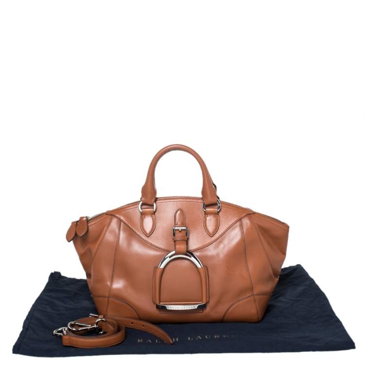 Pre Owned Ralph Lauren Tan Leather Equestrian Buckle Satchel