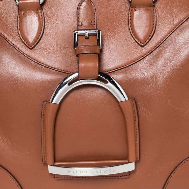 Pre Owned Ralph Lauren Tan Leather Equestrian Buckle Satchel