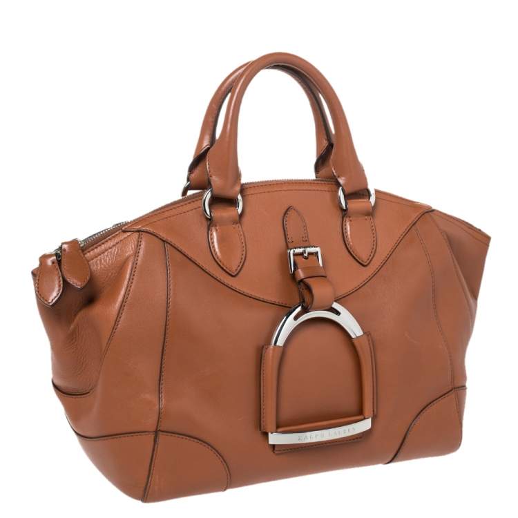 Pre Owned Ralph Lauren Tan Leather Equestrian Buckle Satchel