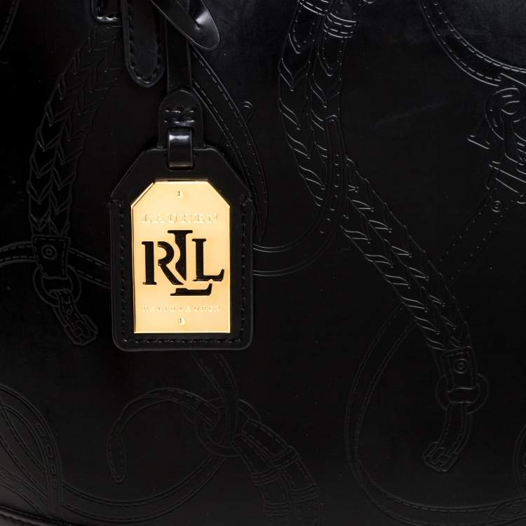 Pre Owned Ralph Lauren Black Equestrian Embossed Leather Belmar Tote