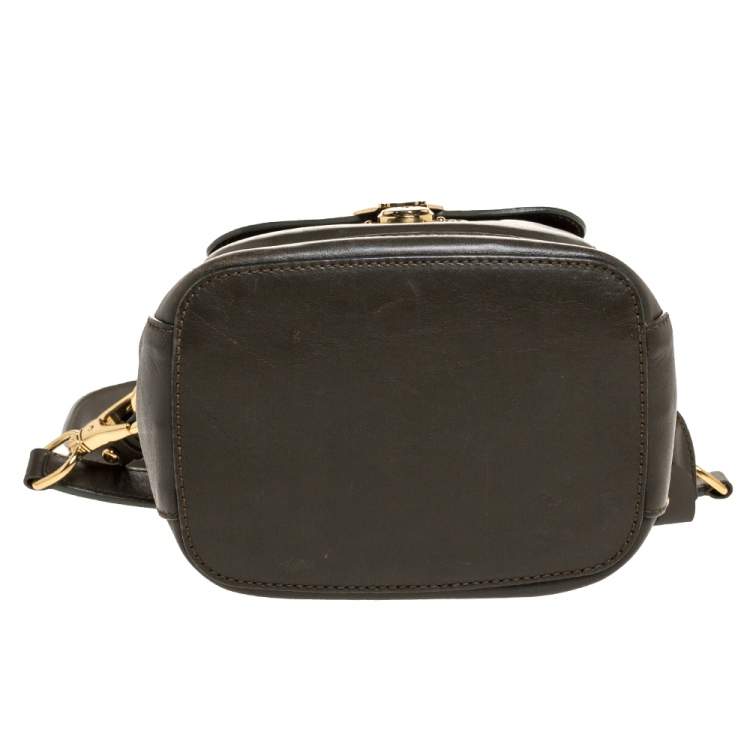 Pre Owned Ralph Lauren Olive Green Leather Ricky Drawstring Bucket Bag