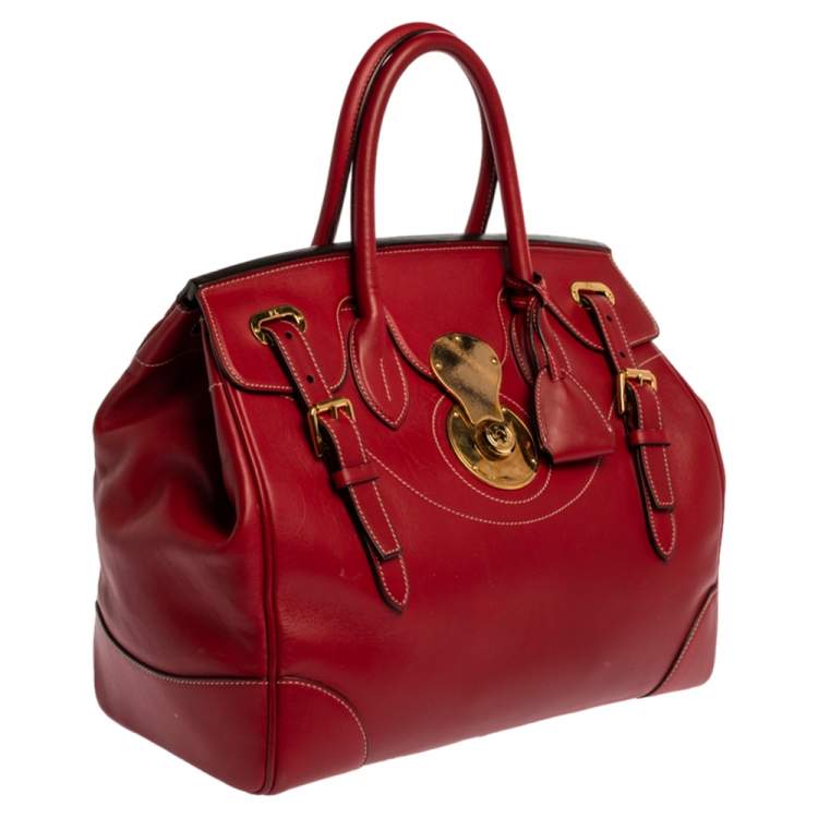 Pre Owned Ralph Lauren Red Soft Leather Ricky 33 Tote