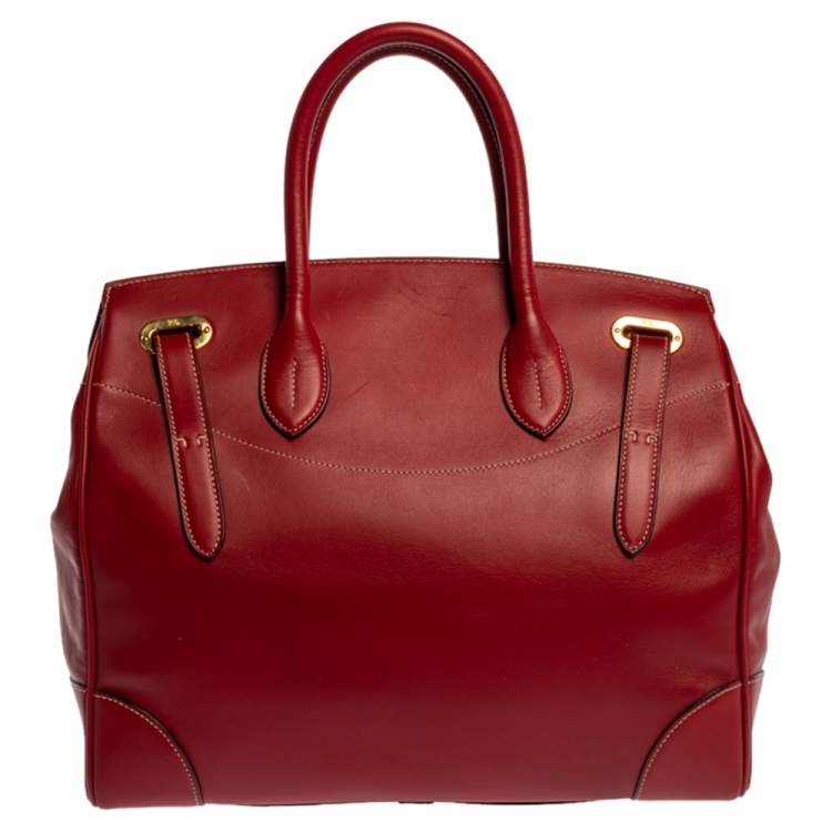 Pre Owned Ralph Lauren Red Soft Leather Ricky 33 Tote
