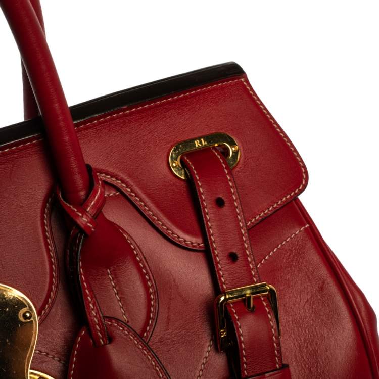 Pre Owned Ralph Lauren Red Soft Leather Ricky 33 Tote