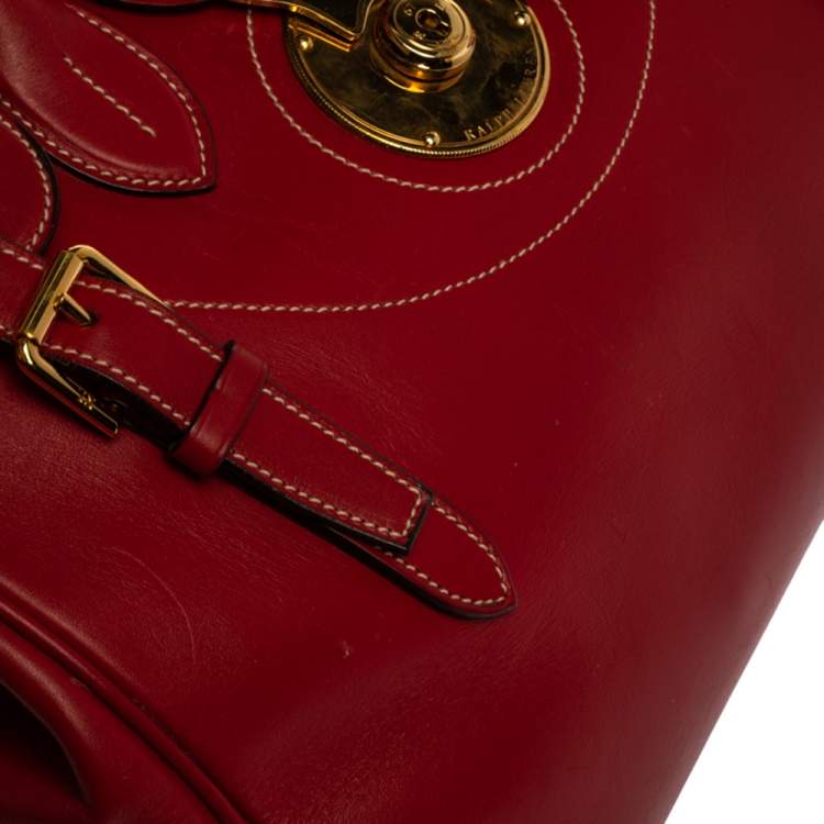 Pre Owned Ralph Lauren Red Soft Leather Ricky 33 Tote