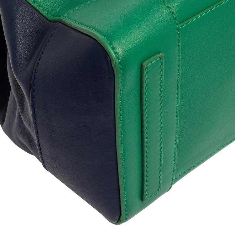 Pre Owned Ralph Lauren Green/Blue Leather Ricky Tote