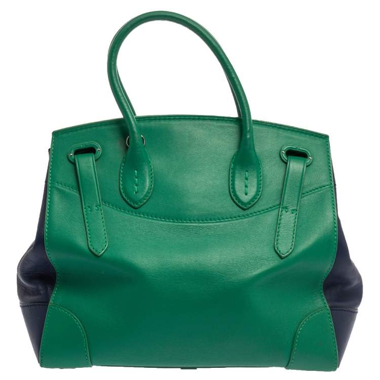 Pre Owned Ralph Lauren Green/Blue Leather Ricky Tote