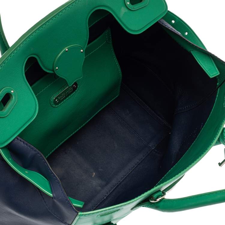 Pre Owned Ralph Lauren Green/Blue Leather Ricky Tote