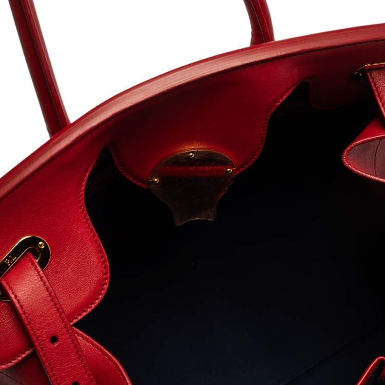 Pre Owned Ralph Lauren Red Leather Ricky 32 Tote