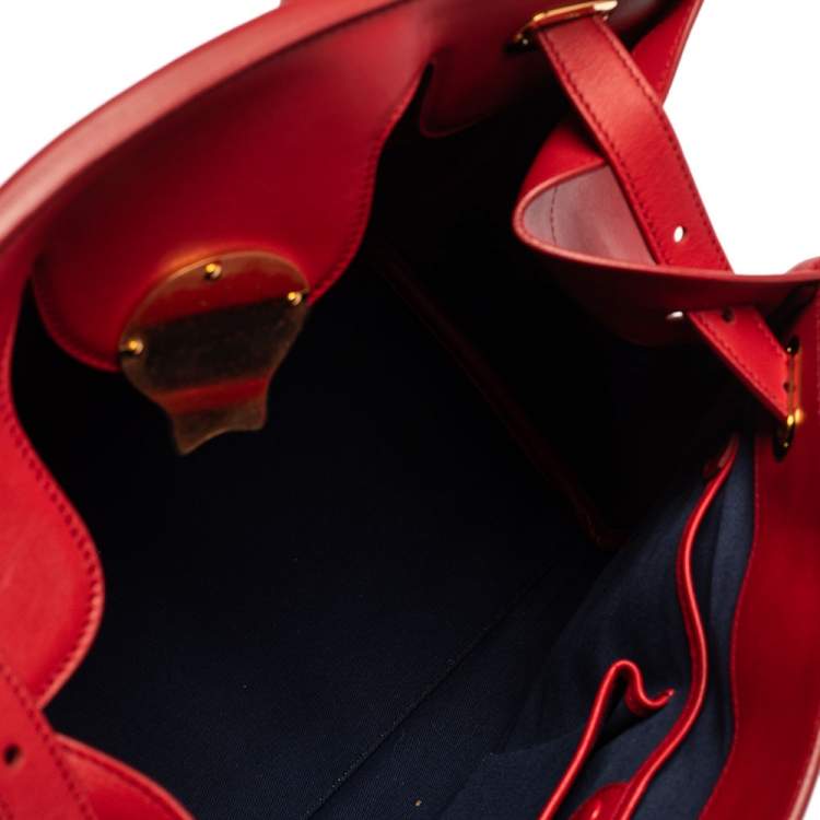 Pre Owned Ralph Lauren Red Leather Ricky 32 Tote