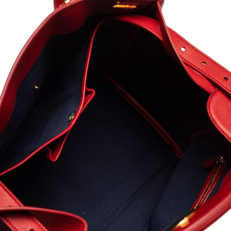 Pre Owned Ralph Lauren Red Leather Ricky 32 Tote