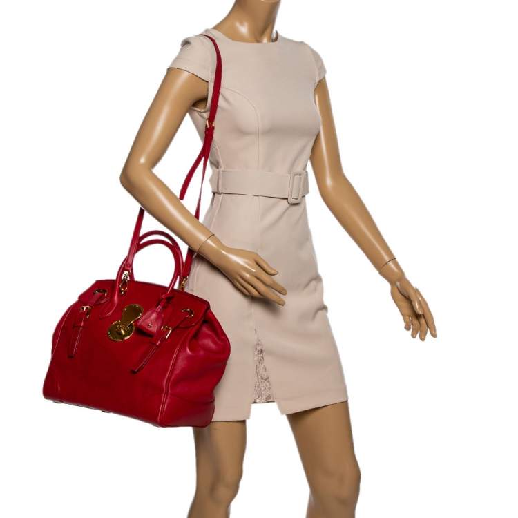 Ralph Lauren Red Canvas And Leather Ricky Tote Ralph Lauren