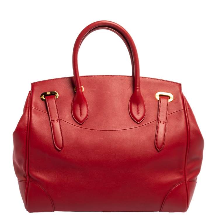 Pre Owned Ralph Lauren Red Leather Ricky 32 Tote