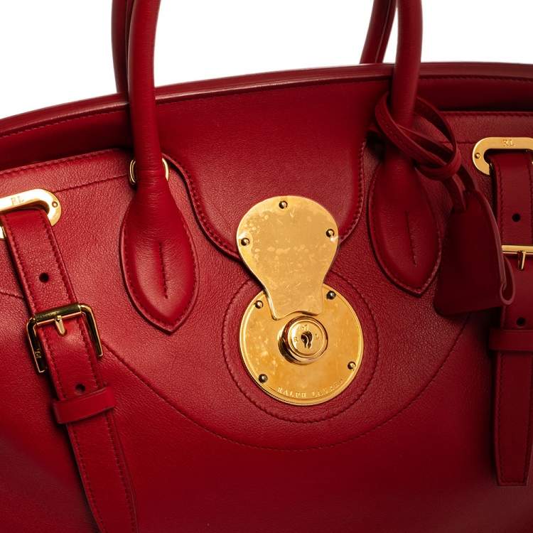 Pre Owned Ralph Lauren Red Leather Ricky 32 Tote