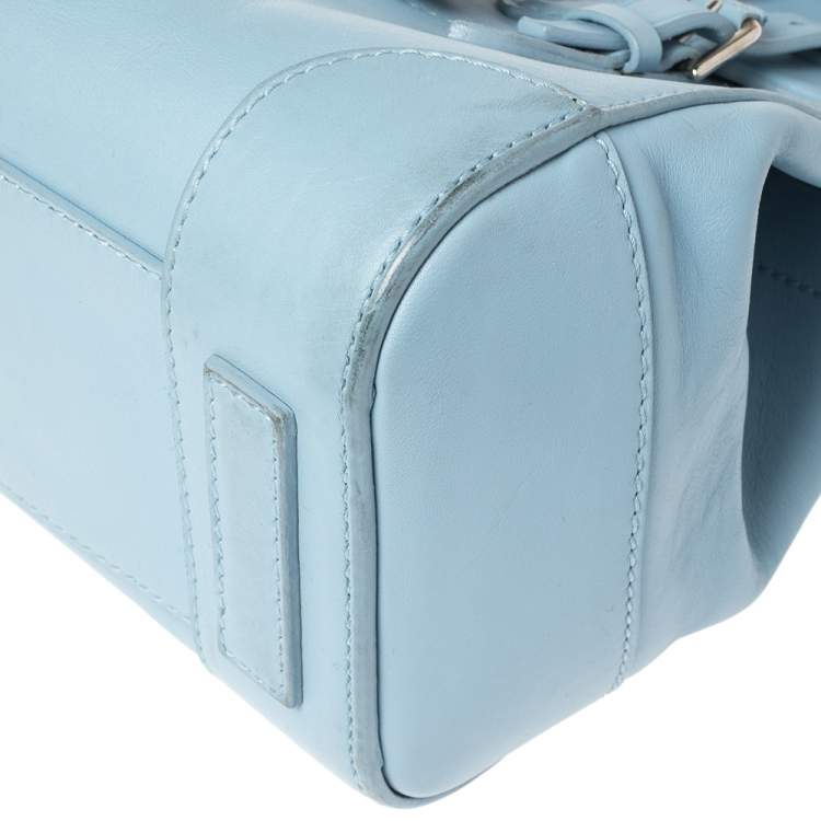 Pre Owned Ralph Lauren Light Blue Leather Soft Ricky Tote