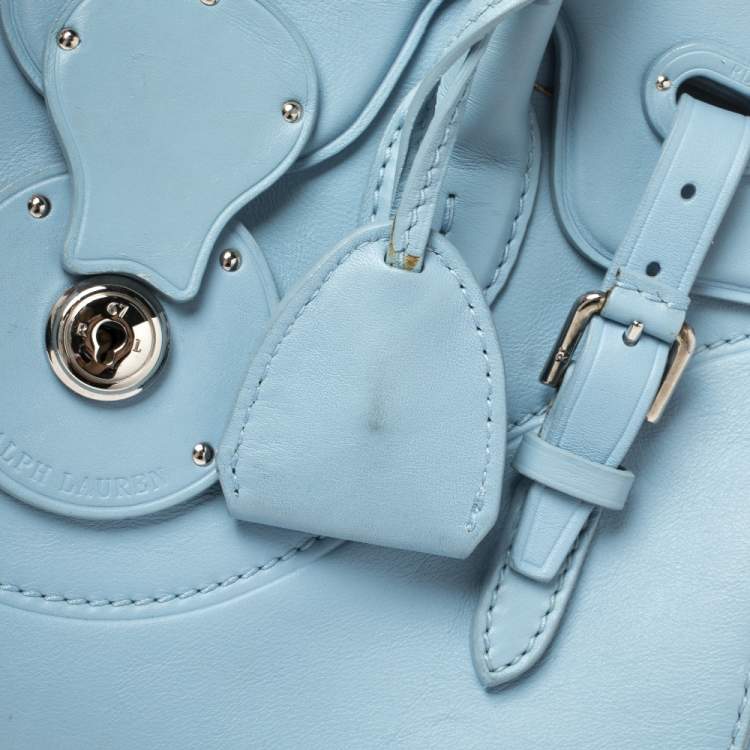 Pre Owned Ralph Lauren Light Blue Leather Soft Ricky Tote