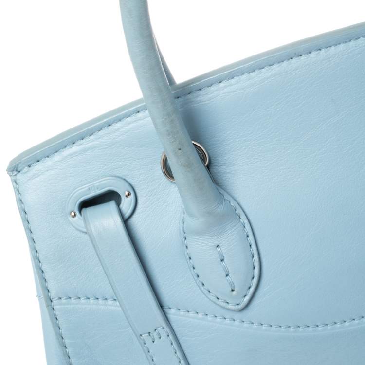 Pre Owned Ralph Lauren Light Blue Leather Soft Ricky Tote