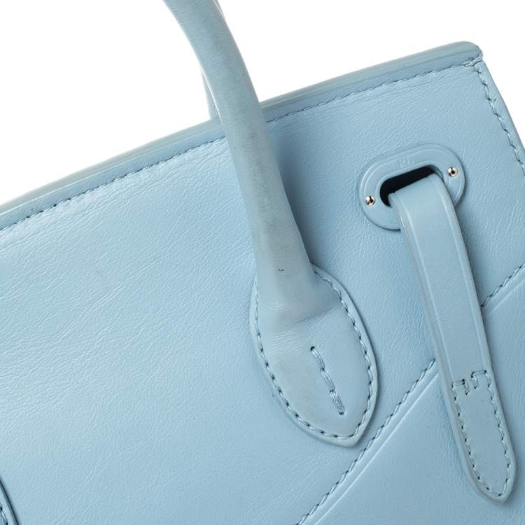 Pre Owned Ralph Lauren Light Blue Leather Soft Ricky Tote