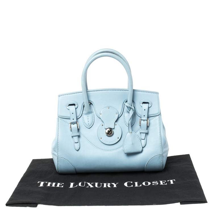 Pre Owned Ralph Lauren Light Blue Leather Soft Ricky Tote