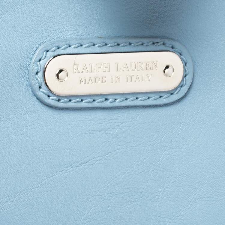 Pre Owned Ralph Lauren Light Blue Leather Soft Ricky Tote