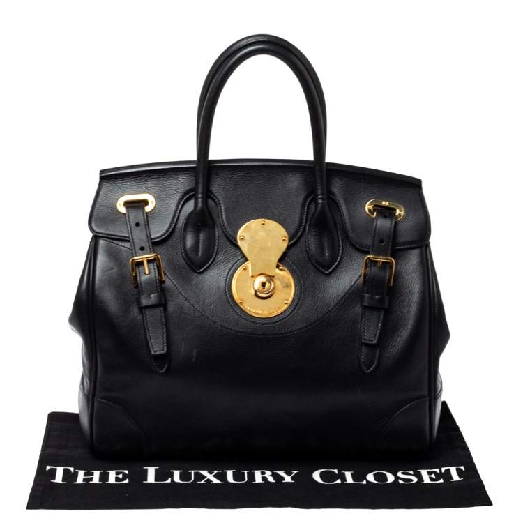 Pre Owned Ralph Lauren Black Soft Leather Ricky 33 Tote
