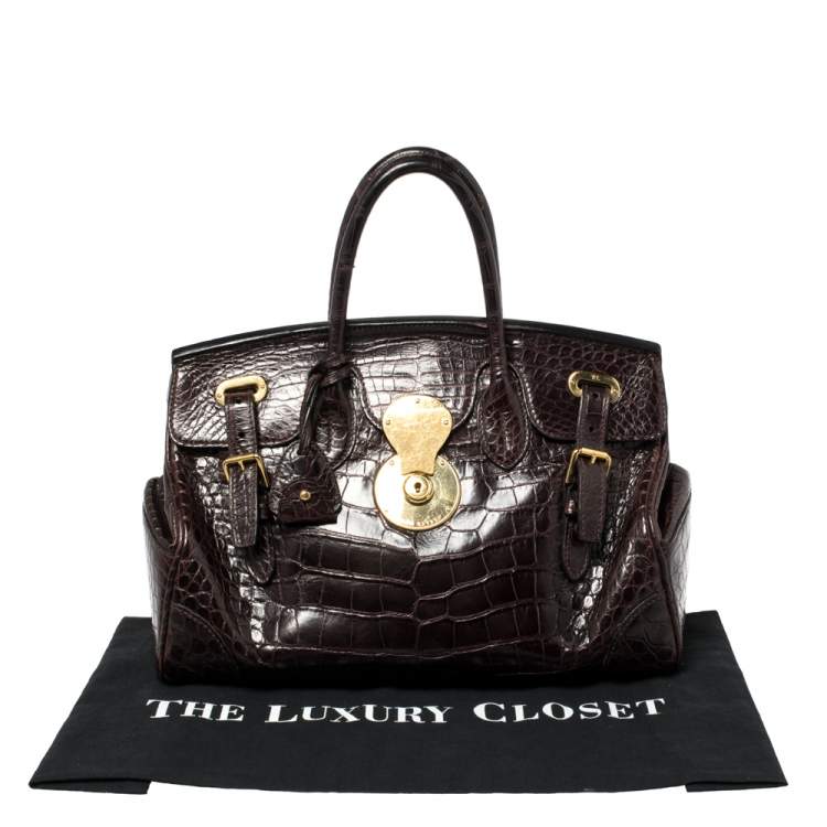 Pre Owned Ralph Lauren Plum Crocodile Ricky Tote