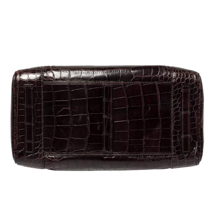 Pre Owned Ralph Lauren Plum Crocodile Ricky Tote