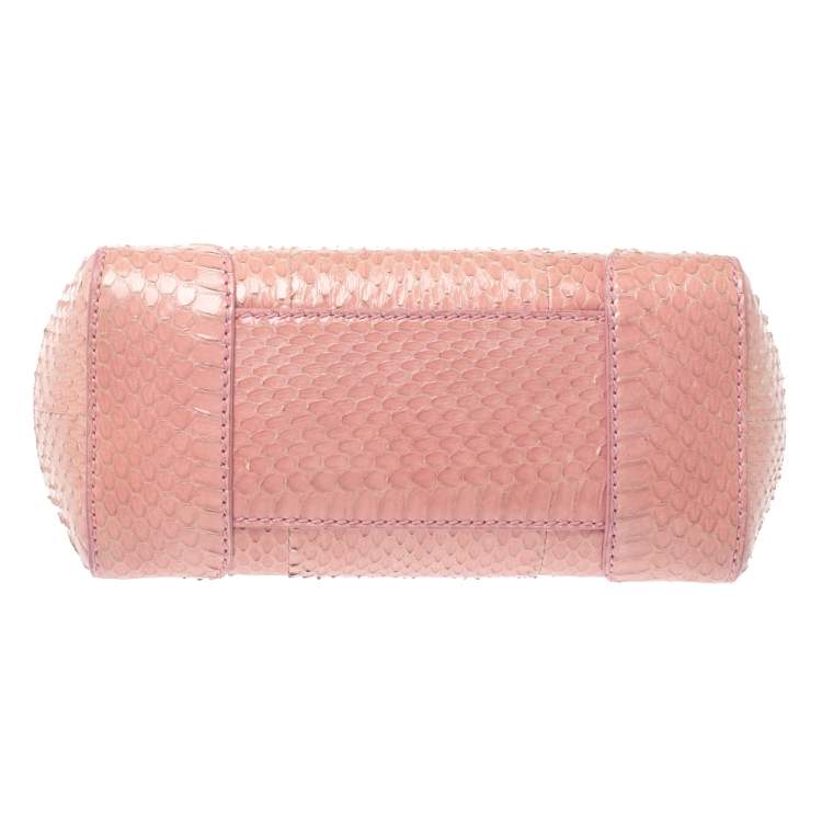 Pre Owned Ralph Lauren Pink Snakeskin Mini Tiffin Top Handle Bag