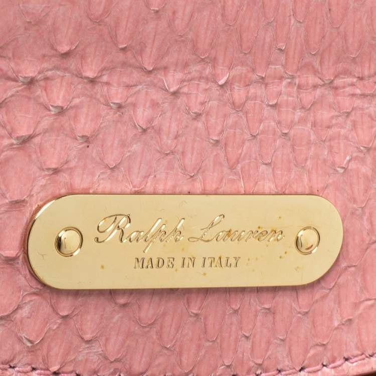 Pre Owned Ralph Lauren Pink Snakeskin Mini Tiffin Top Handle Bag