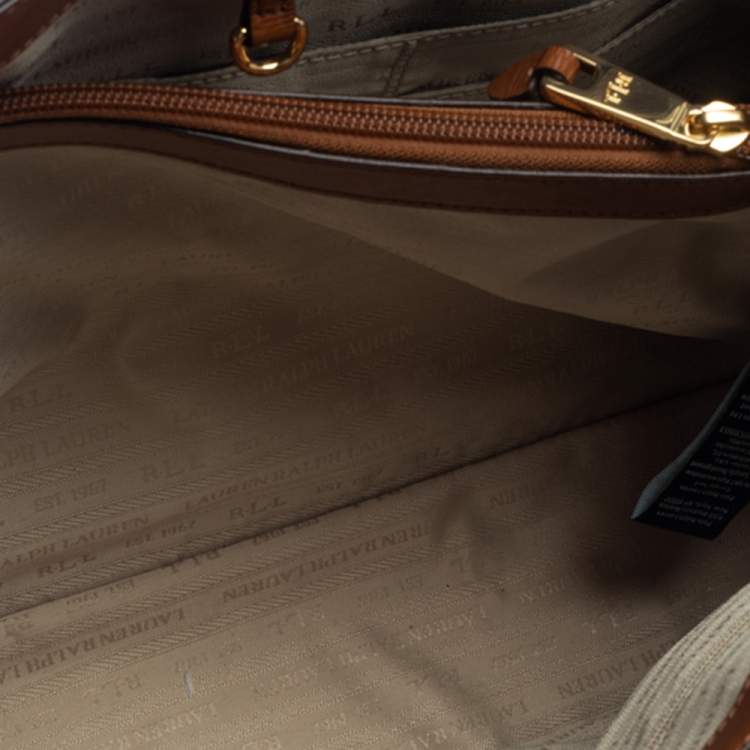 Pre Owned Ralph Lauren Brown Leather Front Pocket Tote