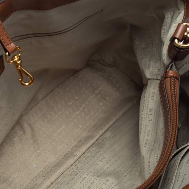 Pre Owned Ralph Lauren Brown Leather Front Pocket Tote