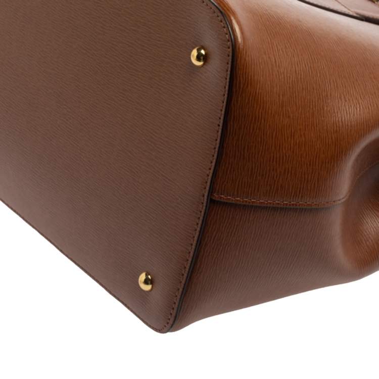 Pre Owned Ralph Lauren Brown Leather Front Pocket Tote