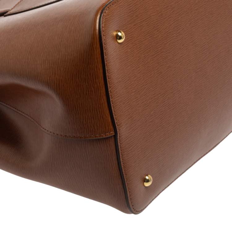 Pre Owned Ralph Lauren Brown Leather Front Pocket Tote