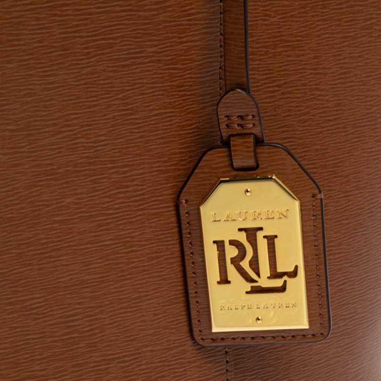Pre Owned Ralph Lauren Brown Leather Front Pocket Tote