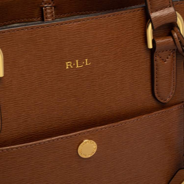 Pre Owned Ralph Lauren Brown Leather Front Pocket Tote