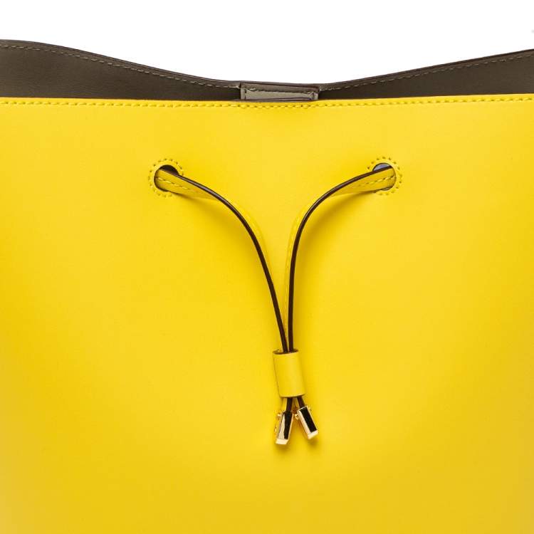 Pre Owned Ralph Lauren Yellow Leather Debby Bucket Drawstring Bag