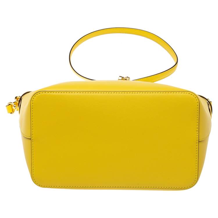 Pre Owned Ralph Lauren Yellow Leather Debby Bucket Drawstring Bag
