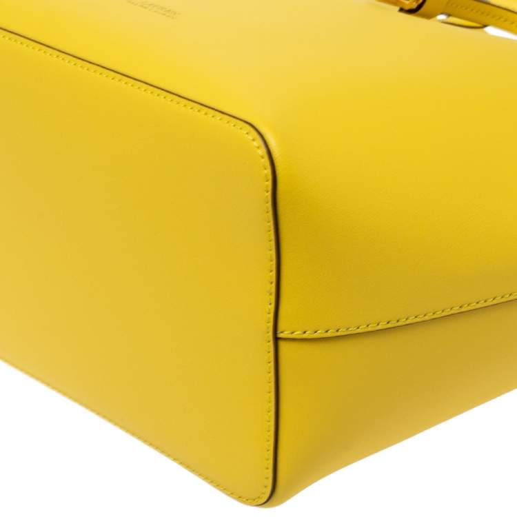 Pre Owned Ralph Lauren Yellow Leather Debby Bucket Drawstring Bag