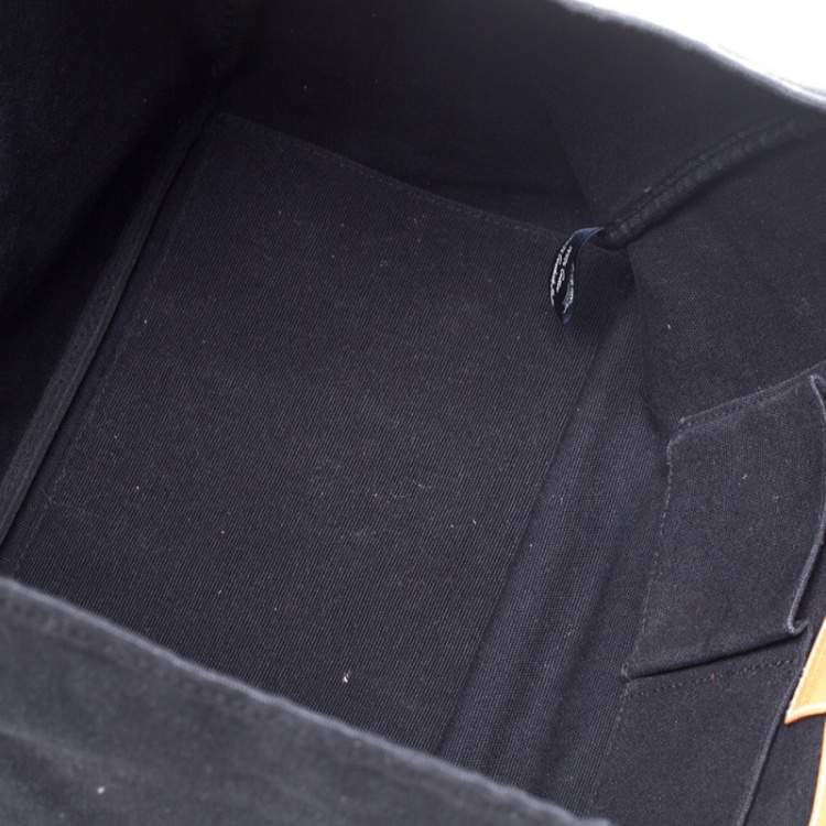 Pre Owned Ralph Lauren Black/Brown Leather Canvas Shopper Tote