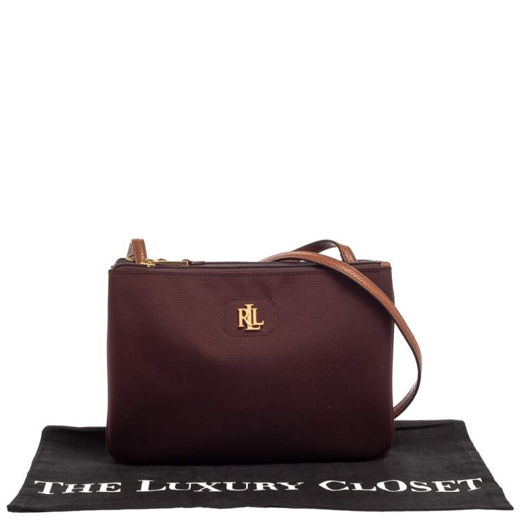 Pre Owned Ralph Lauren Burgundy Nylon Crossbody Bag
